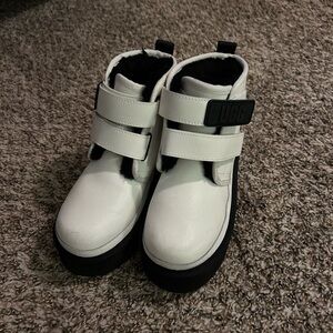 UGG Kids Dual Strap White and Black Boots